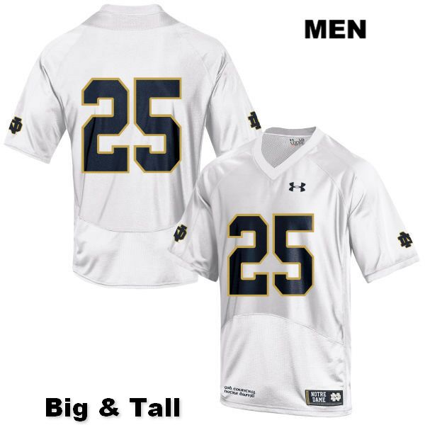 Men's NCAA Notre Dame Fighting Irish #25 Braden Lenzy Stitched College Under Armour Authentic White Big & Tall No Name Football Jersey MH10G53CO